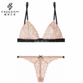 Femmes hot sexy images photo de nouveau design sans fil dentelle fleur bralette soutien-gorge panti